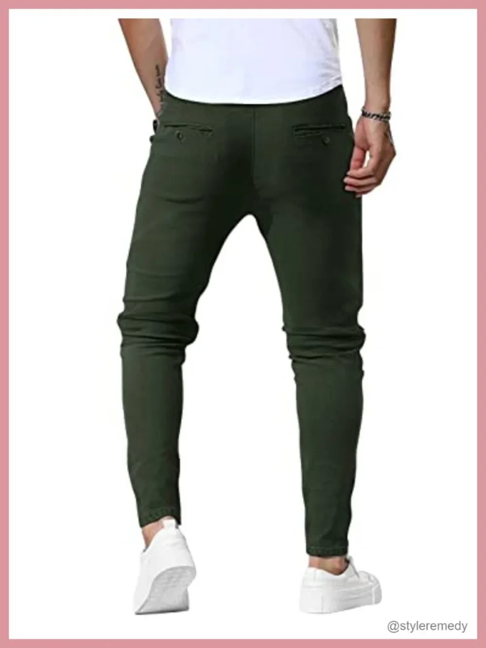 Men's Slim Fit Stretch Twill Chinos Skinny Tapered Five Pocket Casual Dress